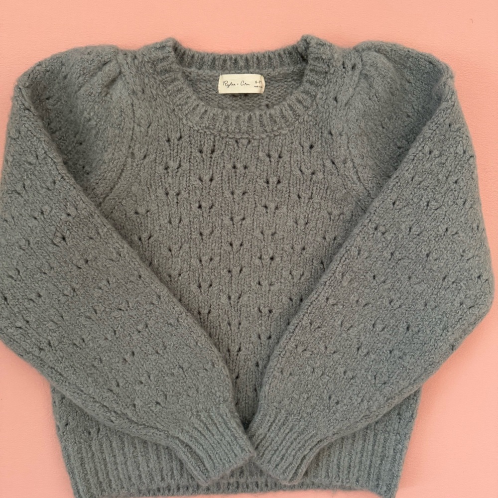NEW without tags, Rylee + Cru Grey Balloon Sleeve with Pointelle Sweater
